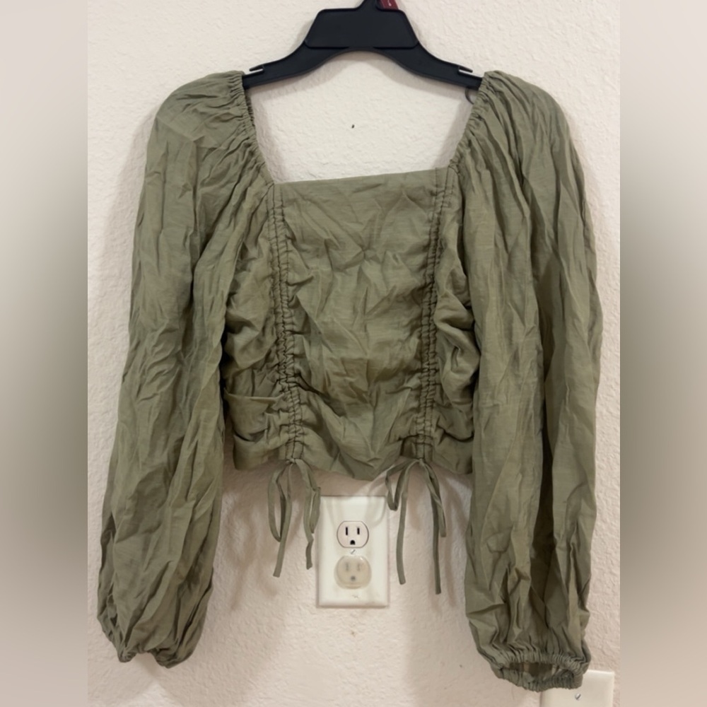 Olive Green Women's Ruched Top